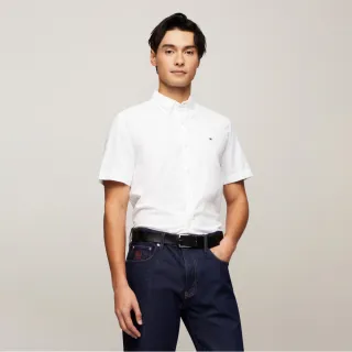 【Tommy Hilfiger】官方旗艦館 彈性短袖牛津襯衫 _裸色