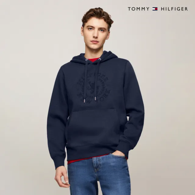 【TOMMY HILFIGER】官方旗艦館 徽章標誌連帽衫 _藍色