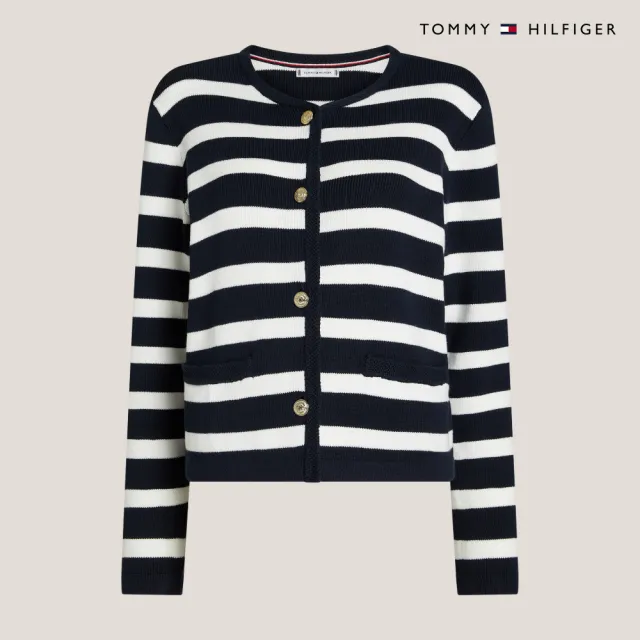 【TOMMY HILFIGER】官方旗艦館 新款鈕扣條紋開襟外套 _藍色
