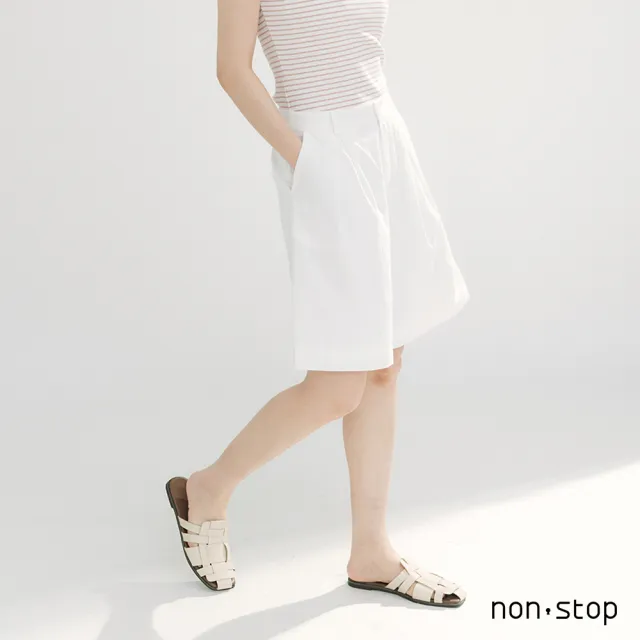 【non-stop】簡約打摺高腰西裝短褲-2色