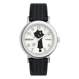 【TIMEX】天美時 x Wednesday 37毫米 熱門影集《星期三》聯名 暗黑風格腕錶 白x黑 TXTW2Y19400