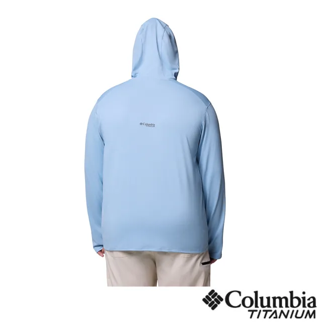 【Columbia 哥倫比亞】男款-超防曬UPF50快排連帽上衣-海洋藍(UAE99930AB/JS)