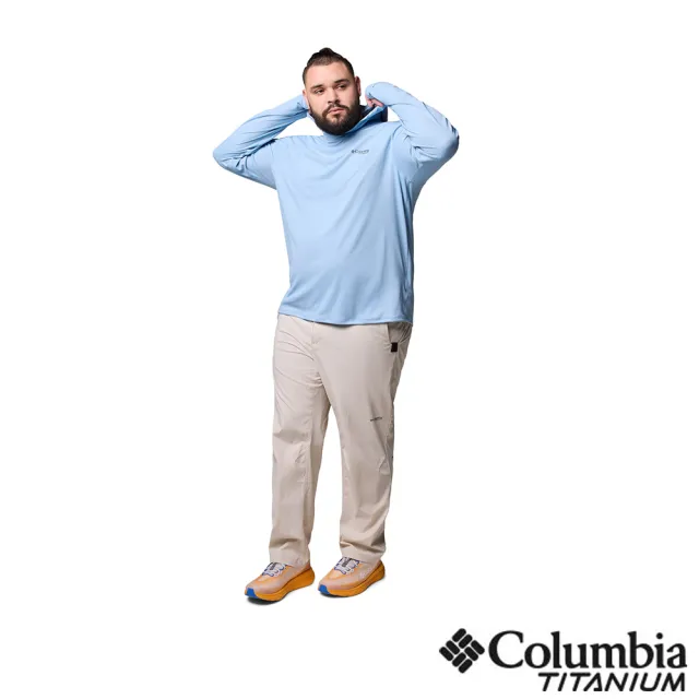 【Columbia 哥倫比亞】男款-超防曬UPF50快排連帽上衣-海洋藍(UAE99930AB/JS)