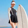 【Heatwave 熱浪】泳衣連身裙女款前拉鍊新款長袖防曬高級感專業大碼游泳館專用泳裝(83324/M-3XL)
