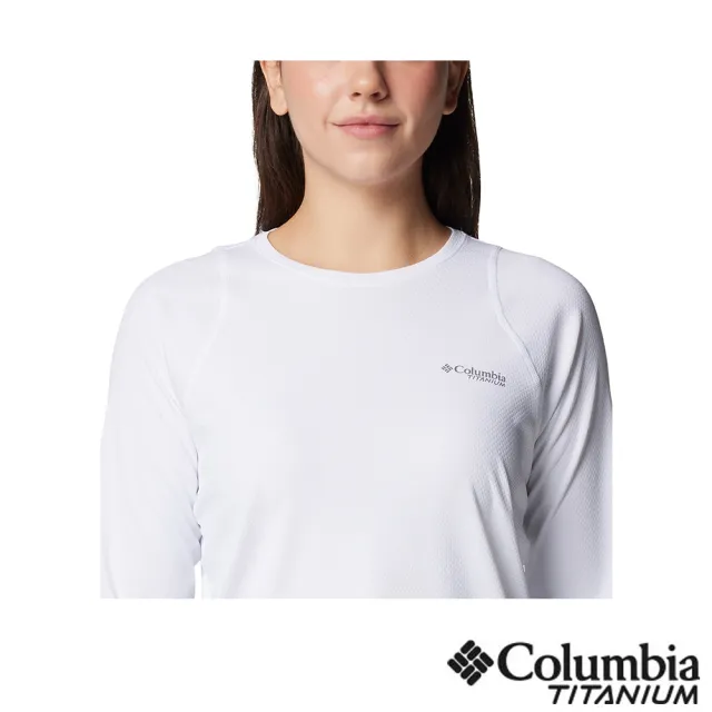 【Columbia 哥倫比亞】女款-超防曬UPF50快排長袖上衣-白色(UAR26910WT/JS)