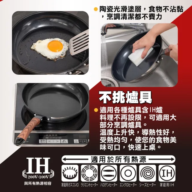 【hokua 北陸鍋具】Mecera Zero陶瓷IH三層複合金不沾平底鍋20cm含蓋