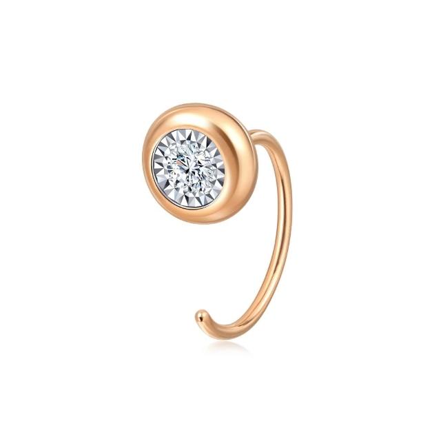 【點睛品】Daily Luxe 5分 圓形 18K金鑽石耳環(單只)