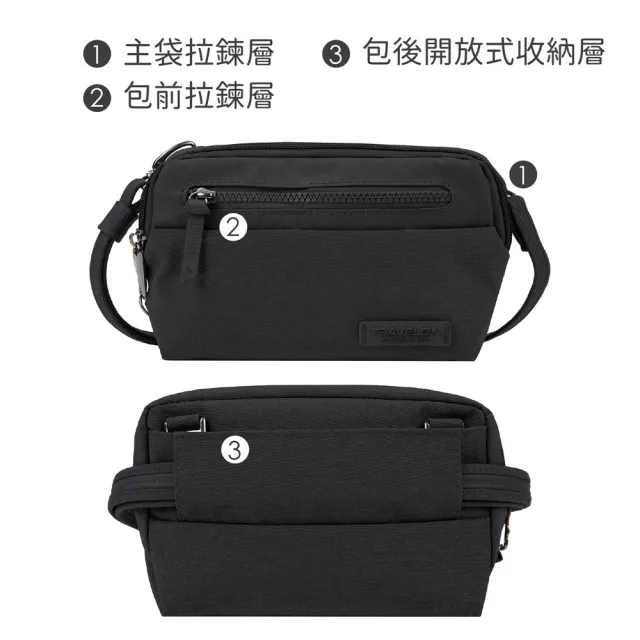 【Travelon】美國 metro防盜斜背腰包 黑 / 側背包 斜背包 防盜包 出國 男包 RFID