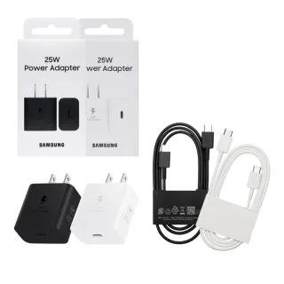 【Samsung 三星】原廠盒裝25W超快充T2510 + 三星製造 雙Type C線組(for S25 S24系列)