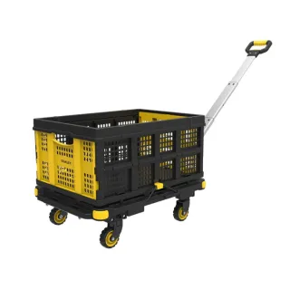 【Stanley】可拼接折疊平板手拉車137kg +折疊置物籃 附籃