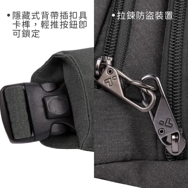 【Travelon】美國 Metro三層防盜腰包 灰 / 隨身包 貼身包 出國 男包