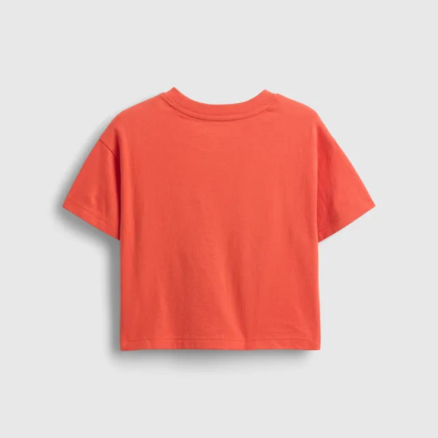 【GAP】男幼童裝 Gap x Disney迪士尼聯名 Logo純棉印花圓領短袖T恤-橘紅色(779243)