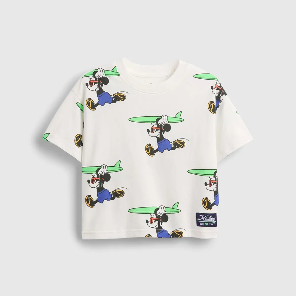【GAP】男幼童裝 Gap x Disney迪士尼聯名 Logo純棉印花圓領短袖T恤-白色(779243)