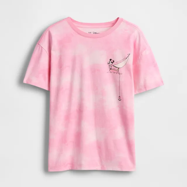 【GAP】女童裝 Gap x Disney迪士尼聯名 Logo純棉印花圓領短袖T恤-粉色(780429)
