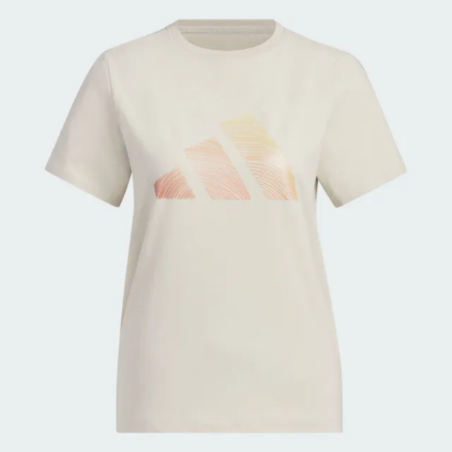 【adidas 愛迪達】Logo Ss Tee 女 T恤 運動上衣 休閒短袖 米 亞版(JL6285)