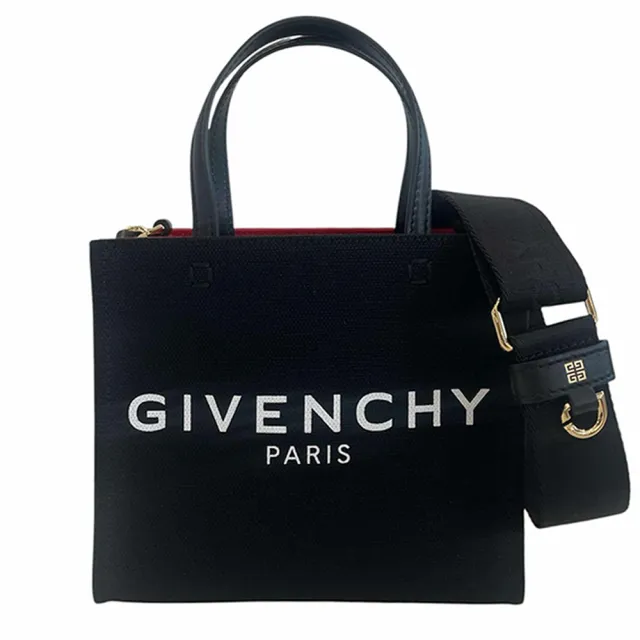 【GIVENCHY 紀梵希】.G-Tote 字母印花帆布手提斜背包(黑色)