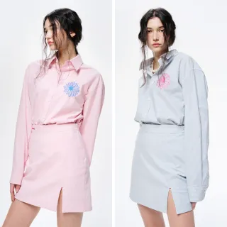 【MARDI MERCREDI】細條紋牛津襯衫 兩色 經典小雛菊 藍花 刺繡 OXFORD SHIRT STRIPE