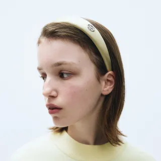 【MARITHE FRANCOIS GIRBAUD】官方旗艦 圓形金屬Logo緞面髮箍 MFG 髮飾(淺薄荷綠)