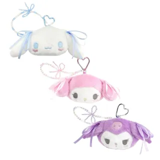 【小禮堂】雙11 Sanrio 三麗鷗 x 粧美堂 絨毛扣環小物收納包 緞帶款 美樂蒂 酷洛米 大耳狗(平輸 