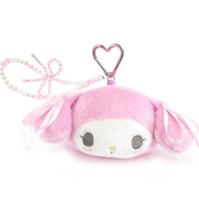 【小禮堂】雙11 Sanrio 三麗鷗 x 粧美堂 絨毛扣環小物收納包 緞帶款 美樂蒂 酷洛米 大耳狗(平輸 
