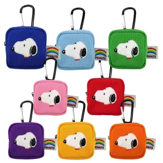 【小禮堂】Snoopy 史努比 方形登山扣收納包 側臉款(平輸品)