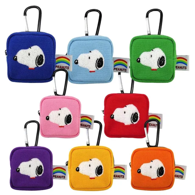 【小禮堂】Snoopy 史努比 方形登山扣收納包 側臉款(平輸品)