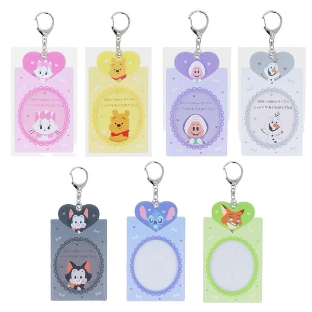 【小禮堂】Disney 迪士尼 相片卡套鑰匙圈 大臉款 維尼 黑貓 牡蠣寶寶 史迪奇(平輸品)
