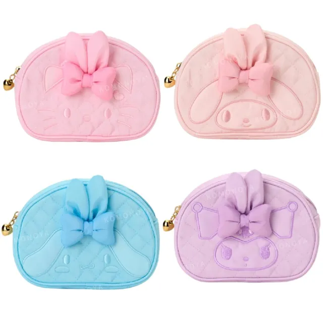 【小禮堂】Sanrio 三麗鷗 菱格紋造型化妝包 2025蛋蛋の幸福 Kitty 美樂蒂 大耳狗(平輸品)