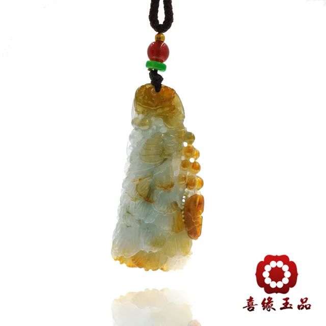 【喜緣玉品】孔雀 天然翡翠A貨 飄紅 吉祥孔雀 玉珮-僅此一品(開運風水)(直)