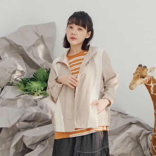 【MOSS CLUB】戶外休閒剪接下襬收口外套(綠 杏/魅力商品)