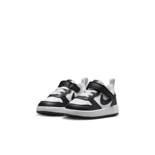 【NIKE 耐吉】休閒鞋 嬰幼 男鞋 女鞋 COURT BOROUGH LOW RECRAFT TD 彈性鞋帶 皮革 白黑色(DV5458131)