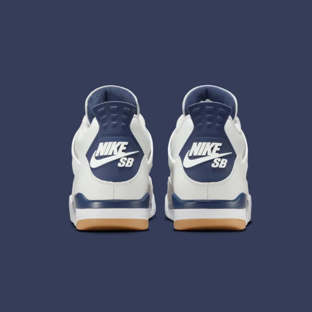 【NIKE 耐吉】休閒鞋 Nike SB x Air Jordan 4 Navy 聯名款 白藍 男鞋 DR5415-100