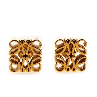 【LOEWE 羅威】Anagram Stud 花紋 24 克拉鍍金紋銀 針式 耳環