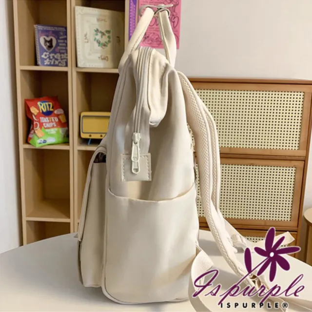【iSPurple】雙11 清新簡約 日常通勤大開口雙肩學生包媽媽包後背包(顏色可選)