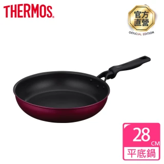 【THERMOS 膳魔師】厚鑄耐摩不沾鍋單柄平底鍋28cm(KFM-028-R)