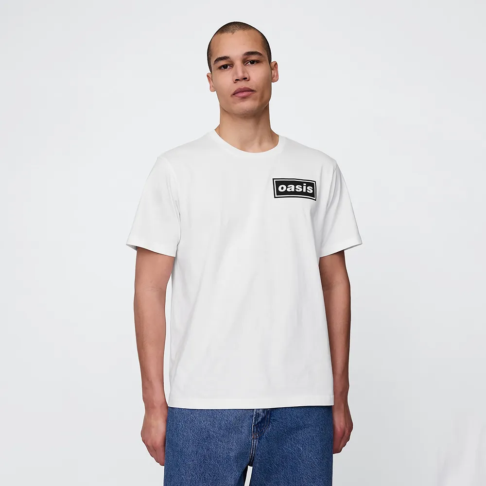 【GAP】男裝 Gap x Oasis聯名 純棉印花圓領短袖T恤-白色(765041)