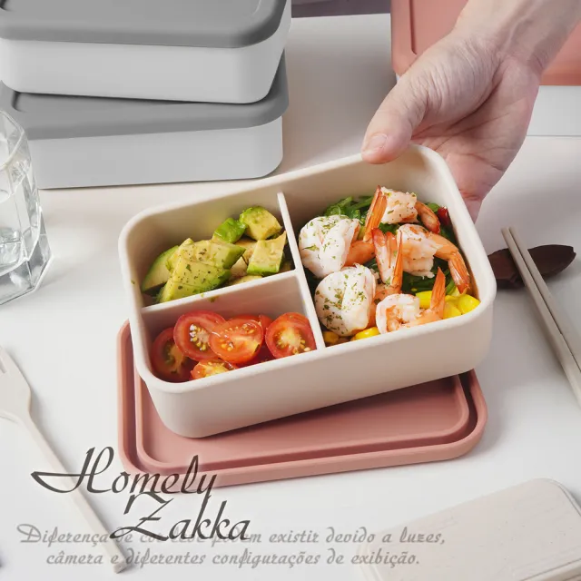 【Homely Zakka】北歐風高顏值撞色長方型享瘦減脂211餐盒/分隔便當盒_2色一組(微波爐加熱 減脂便當盒)