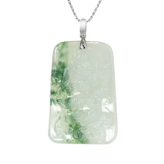 【文華珠寶】翡翠冰種飄蘭花龍牌 不含鍊(龍牌 龍墜)