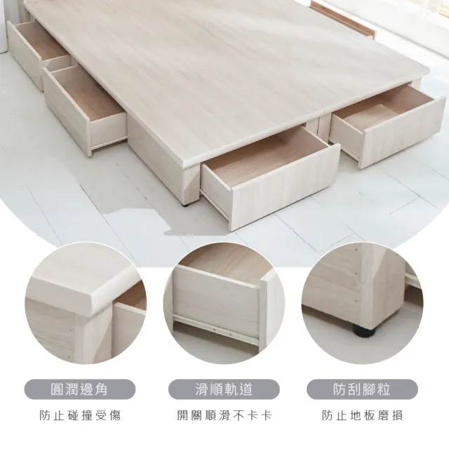 【藤原傢俬】遙控/觸控燈附插座三件式床組3.5尺單人加大(新6抽床架床底+床頭+白色戀人硬式床墊)