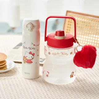 【THERMOS膳魔師】超值2入_HelloKitty不鏽鋼超輕量彈蓋保溫瓶500ml+輕水瓶1200ml(JNL-504KT+TCSS-1200KT)