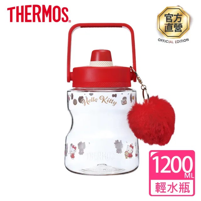 【THERMOS 膳魔師】超值2入_HelloKitty不鏽鋼超輕量彈蓋保溫瓶500ml+輕水瓶1200ml(JNL-504KT+TCSS-1200KT)