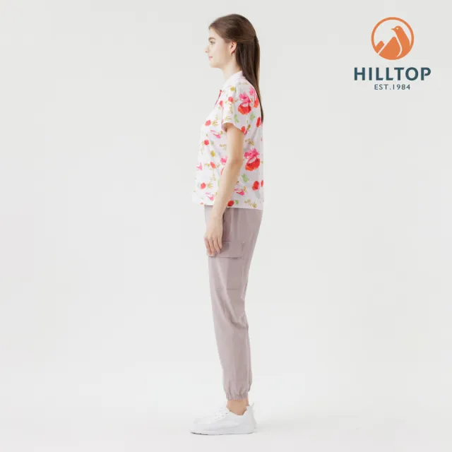 【Hilltop 山頂鳥】Polygiene抗菌抗UV吸濕快乾印花POLO衫 女款 淺粉｜PS14XFL7ECFZ