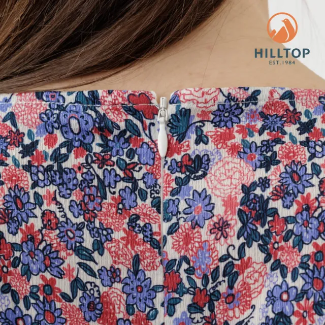 【Hilltop 山頂鳥】吸濕快乾舒適彈性短袖上衣 女款 白底印花｜PS06XF67ECBZ