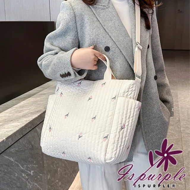 【iSPurple】雙11 清新鬱金香 輕巧牛津布大容量媽媽包拖特包(小花)