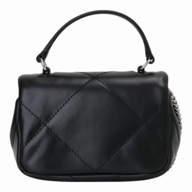 【TORY BURCH】Kira 三葉草TB絎縫皮革鍊帶小廢包(黑)