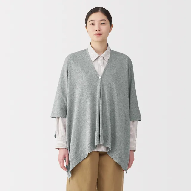 【MUJI 無印良品】棉強撚附扣短外套式披肩(共6色)