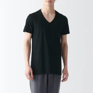 【MUJI 無印良品】男無側縫V領短袖T恤/2入(共2色)