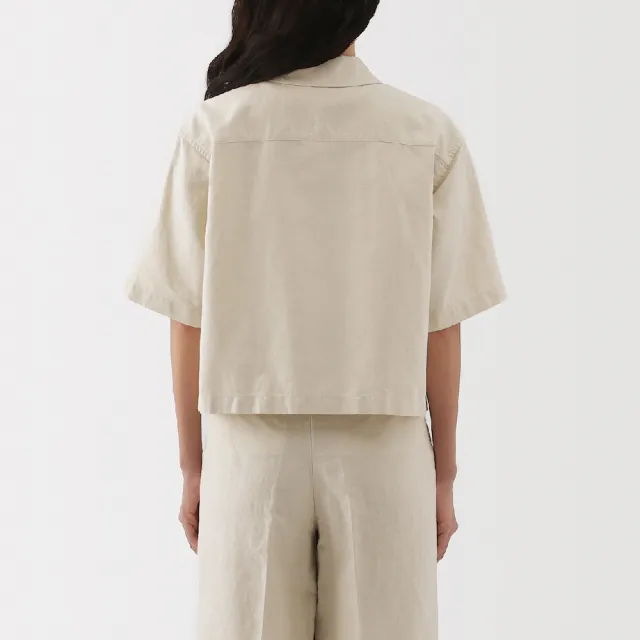 【MUJI 無印良品】女大麻混斜紋織短袖襯衫(共2色)