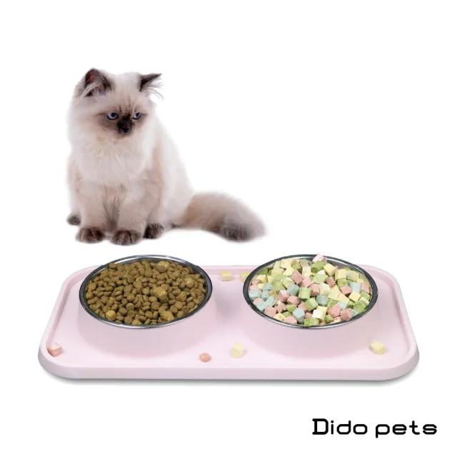 【Dido pets】不鏽鋼防打翻寵物碗 寵物餐桌(PT248)