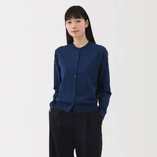 【MUJI 無印良品】女棉混強撚圓領開襟衫(共7色)